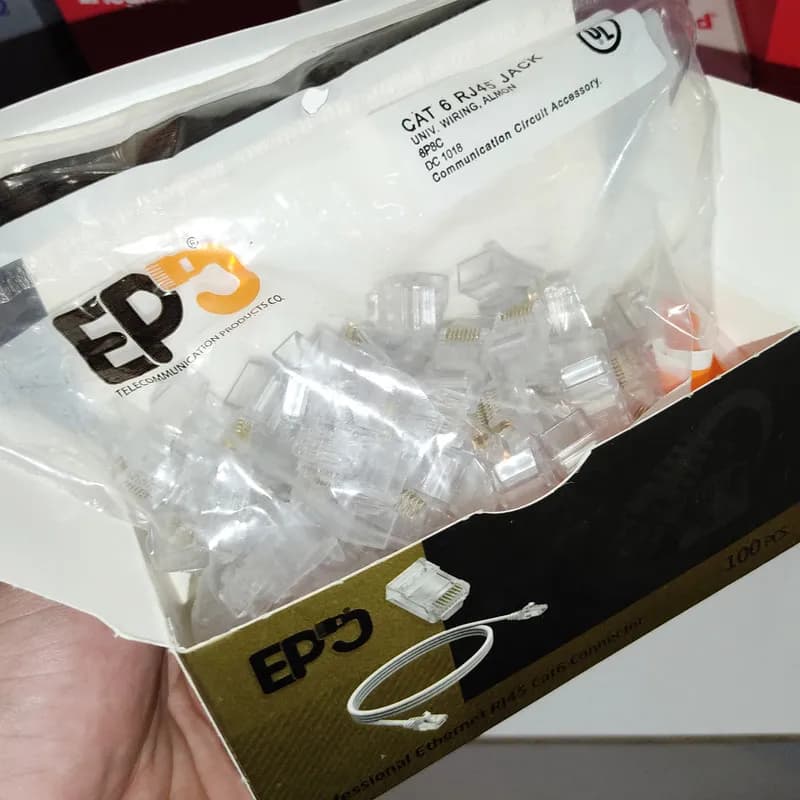 سوکت شبکه ای پی جی Cat6 UTP بسته 100 عددی