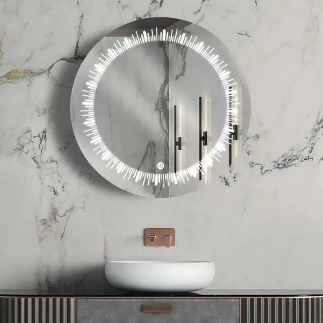 آینه طرحدار گرد دستشویی P03-10