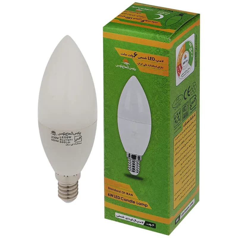لامپ ال ای دی شمعی 6 وات شعاع پارس