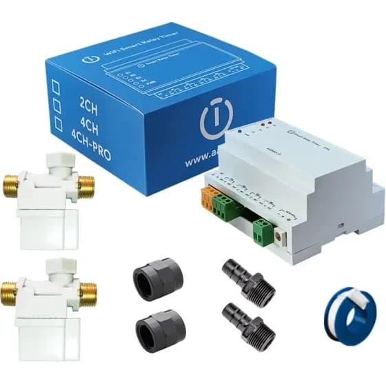 پک اقتصادی تایمر آبیاری دو کاناله به همراه شیر برقی