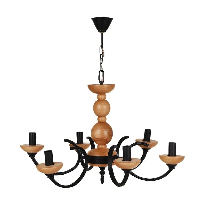 لوستر چوبی شش شعله مدل نارنج