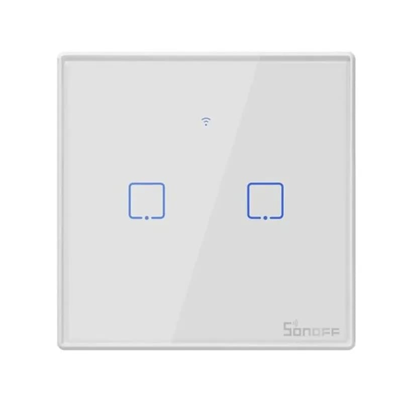 کلید لمسی دو پل سفید سونوف با قابلیت کنترل توسط ریموت RF مدل T2EU2C-TX
