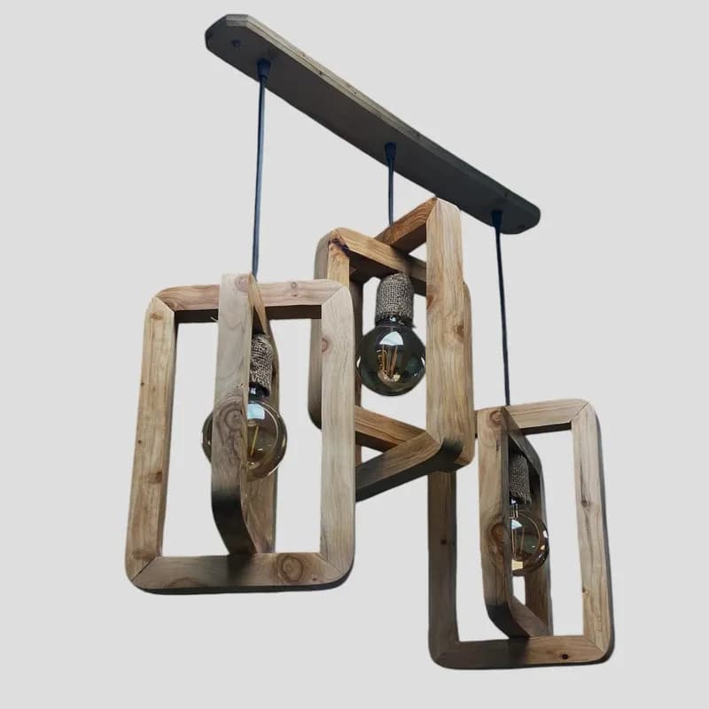 لوستر سه شعله مدل چوبی کد 0807