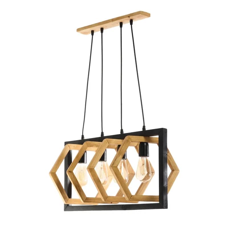 لوستر چهار شعله مدل چوبی کد Pl4