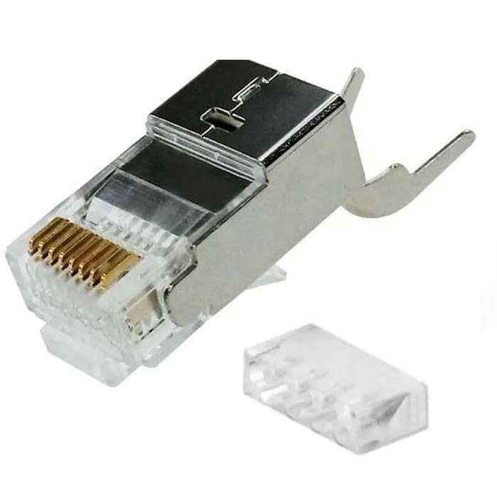 سوکت شبکه امپ CAT7 SFTP شانه دار نقره ای