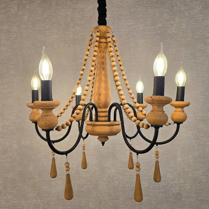 لوستر چوبی شش شاخه