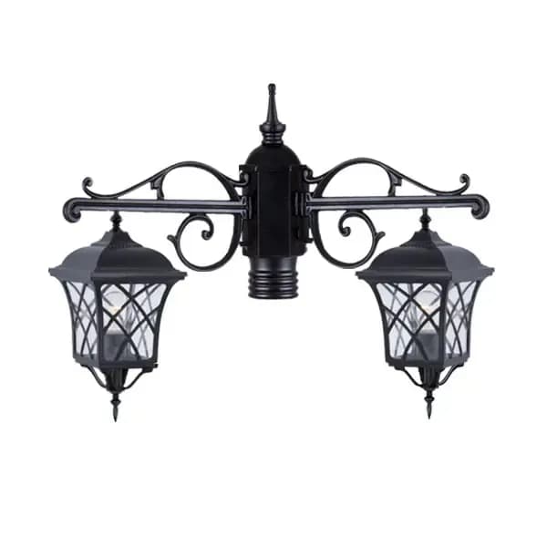 چراغ حیاطی سرلوله وارونه دو شاخه شفق مدل پاسارگاد کد 8445