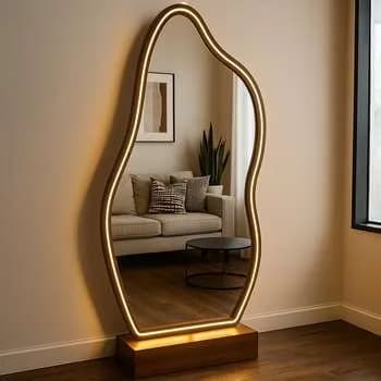 آینه دفرمه نئونی چراغ دار قدی مدل بیشه